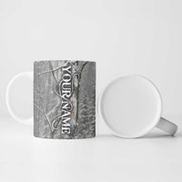 Custom Bluegill Ice Fishing Winter Camo Ceramic Mug with Snowy Forest Background Colorful Fish - Wonder Print Shop