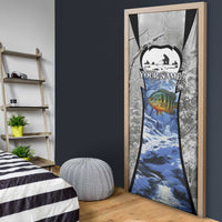 Custom Bluegill Ice Fishing Winter Camo Door Cover with Snowy Forest Background Colorful Fish - Wonder Print Shop