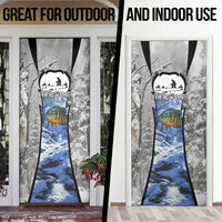 Custom Bluegill Ice Fishing Winter Camo Door Cover with Snowy Forest Background Colorful Fish - Wonder Print Shop