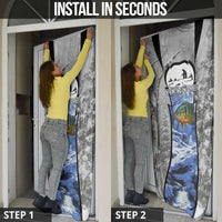 Custom Bluegill Ice Fishing Winter Camo Door Cover with Snowy Forest Background Colorful Fish - Wonder Print Shop
