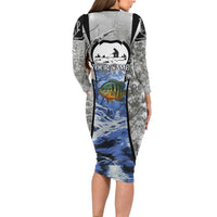 Custom Bluegill Ice Fishing Winter Camo Family Matching Long Sleeve Bodycon Dress and Hawaiian Shirt with Snowy Forest Background Colorful Fish - Wonder Print Shop