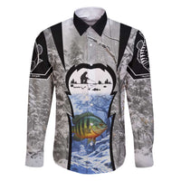 Custom Bluegill Ice Fishing Winter Camo Family Matching Puletasi and Hawaiian Shirt with Snowy Forest Background Colorful Fish - Wonder Print Shop