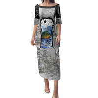 Custom Bluegill Ice Fishing Winter Camo Family Matching Puletasi and Hawaiian Shirt with Snowy Forest Background Colorful Fish - Wonder Print Shop