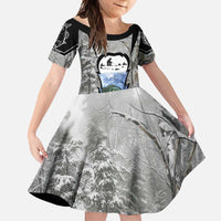 Custom Bluegill Ice Fishing Winter Camo Family Matching Summer Maxi Dress and Hawaiian Shirt with Snowy Forest Background Colorful Fish - Wonder Print Shop