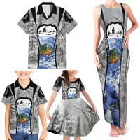 Custom Bluegill Ice Fishing Winter Camo Family Matching Tank Maxi Dress and Hawaiian Shirt with Snowy Forest Background Colorful Fish - Wonder Print Shop