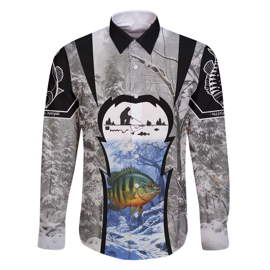 Custom Bluegill Ice Fishing Winter Camo Family Matching Tank Maxi Dress and Hawaiian Shirt with Snowy Forest Background Colorful Fish - Wonder Print Shop