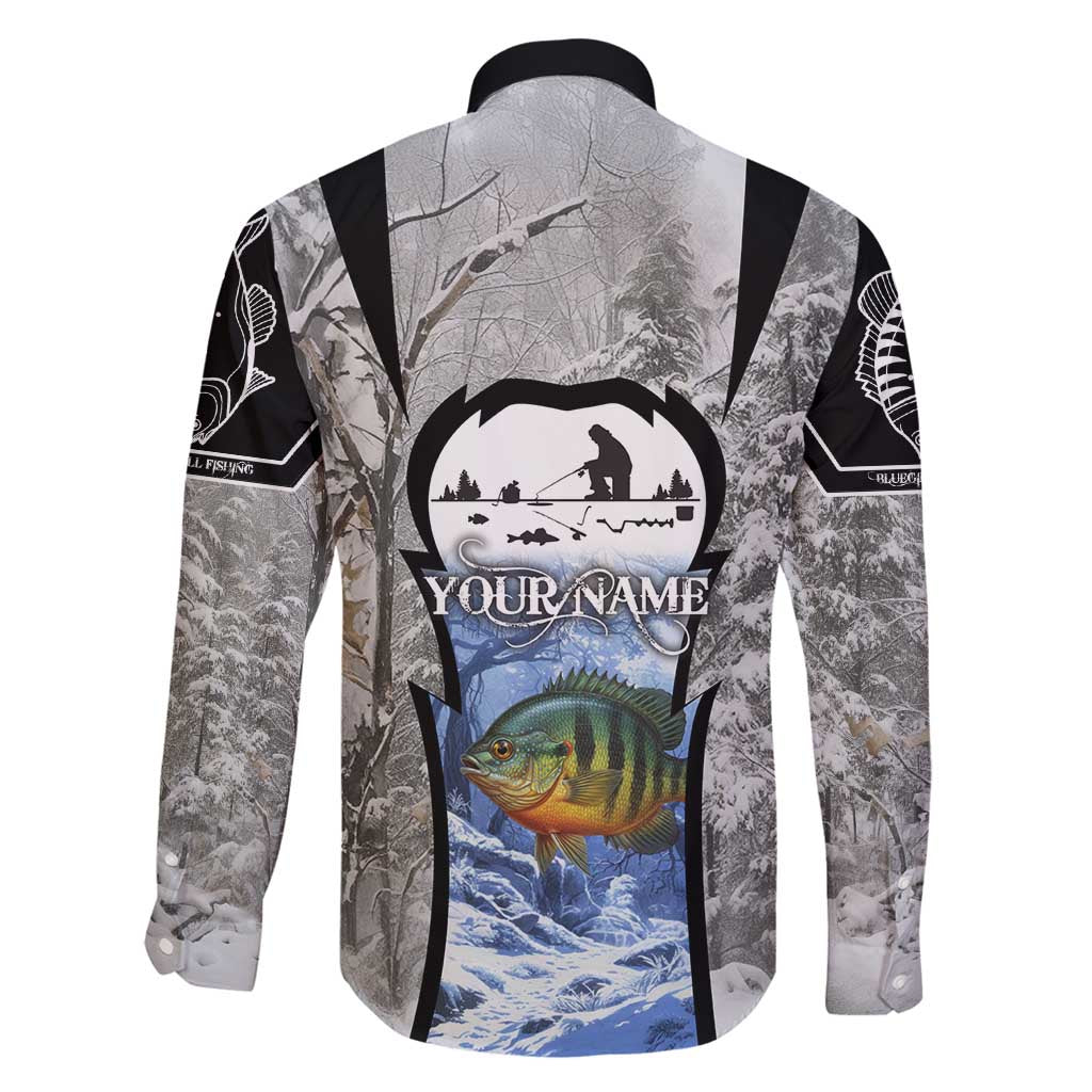 Custom Bluegill Ice Fishing Winter Camo Family Matching Tank Maxi Dress and Hawaiian Shirt with Snowy Forest Background Colorful Fish - Wonder Print Shop