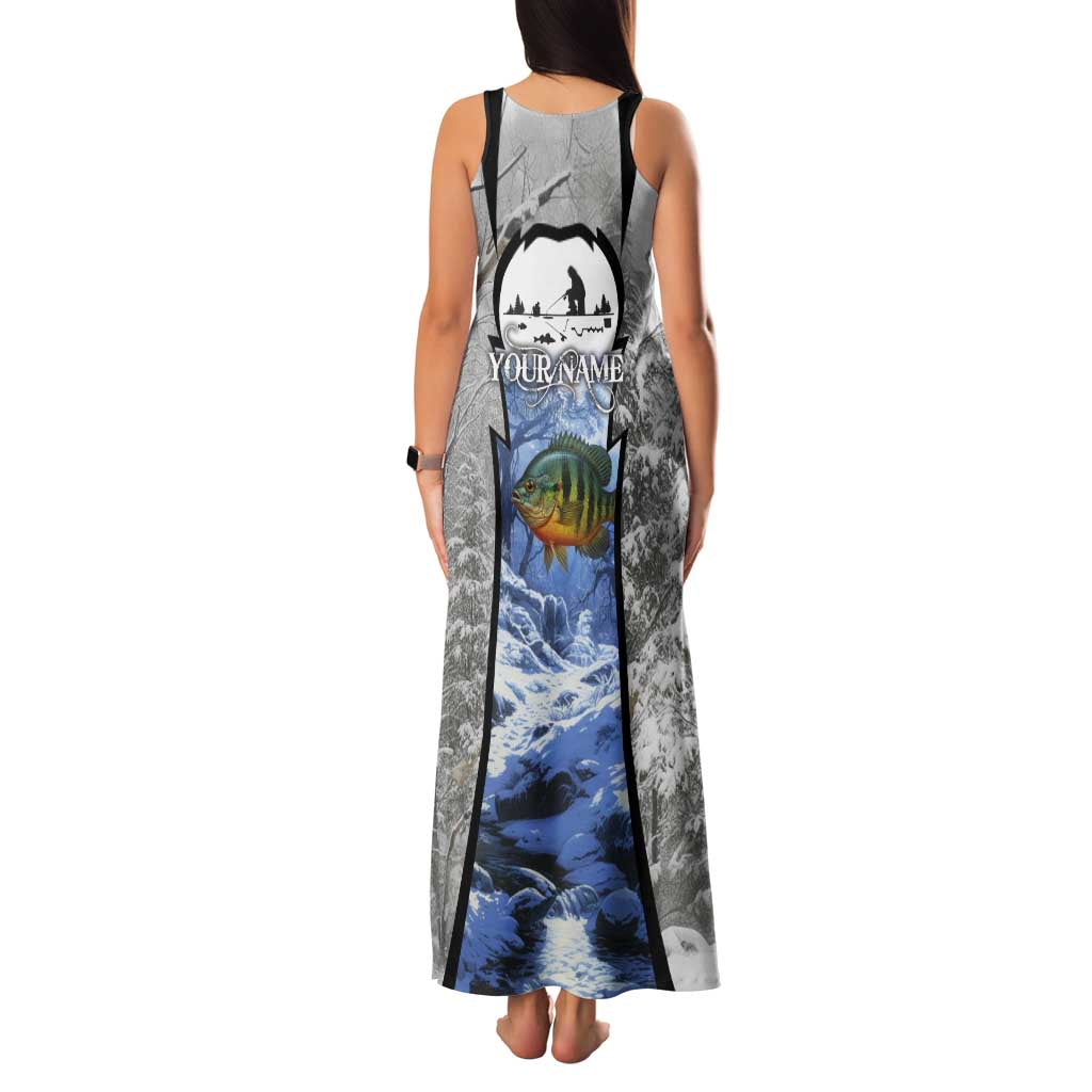 Custom Bluegill Ice Fishing Winter Camo Family Matching Tank Maxi Dress and Hawaiian Shirt with Snowy Forest Background Colorful Fish - Wonder Print Shop