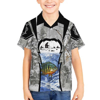 Custom Bluegill Ice Fishing Winter Camo Family Matching Tank Maxi Dress and Hawaiian Shirt with Snowy Forest Background Colorful Fish - Wonder Print Shop