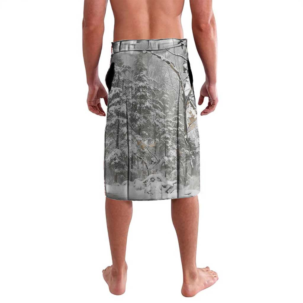 Custom Bluegill Ice Fishing Winter Camo Lavalava with Snowy Forest Background Colorful Fish - Wonder Print Shop