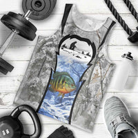 Custom Bluegill Ice Fishing Winter Camo Men Tank Top with Snowy Forest Background Colorful Fish - Wonder Print Shop