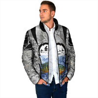 Custom Bluegill Ice Fishing Winter Camo Padded Jacket with Snowy Forest Background Colorful Fish - Wonder Print Shop
