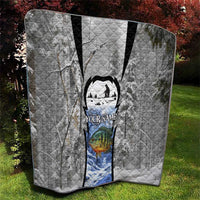 Custom Bluegill Ice Fishing Winter Camo Quilt with Snowy Forest Background Colorful Fish - Wonder Print Shop