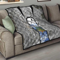 Custom Bluegill Ice Fishing Winter Camo Quilt with Snowy Forest Background Colorful Fish - Wonder Print Shop