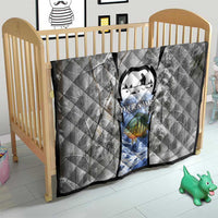 Custom Bluegill Ice Fishing Winter Camo Quilt with Snowy Forest Background Colorful Fish - Wonder Print Shop