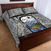 Custom Bluegill Ice Fishing Winter Camo Quilt Bed Set with Snowy Forest Background Colorful Fish - Wonder Print Shop