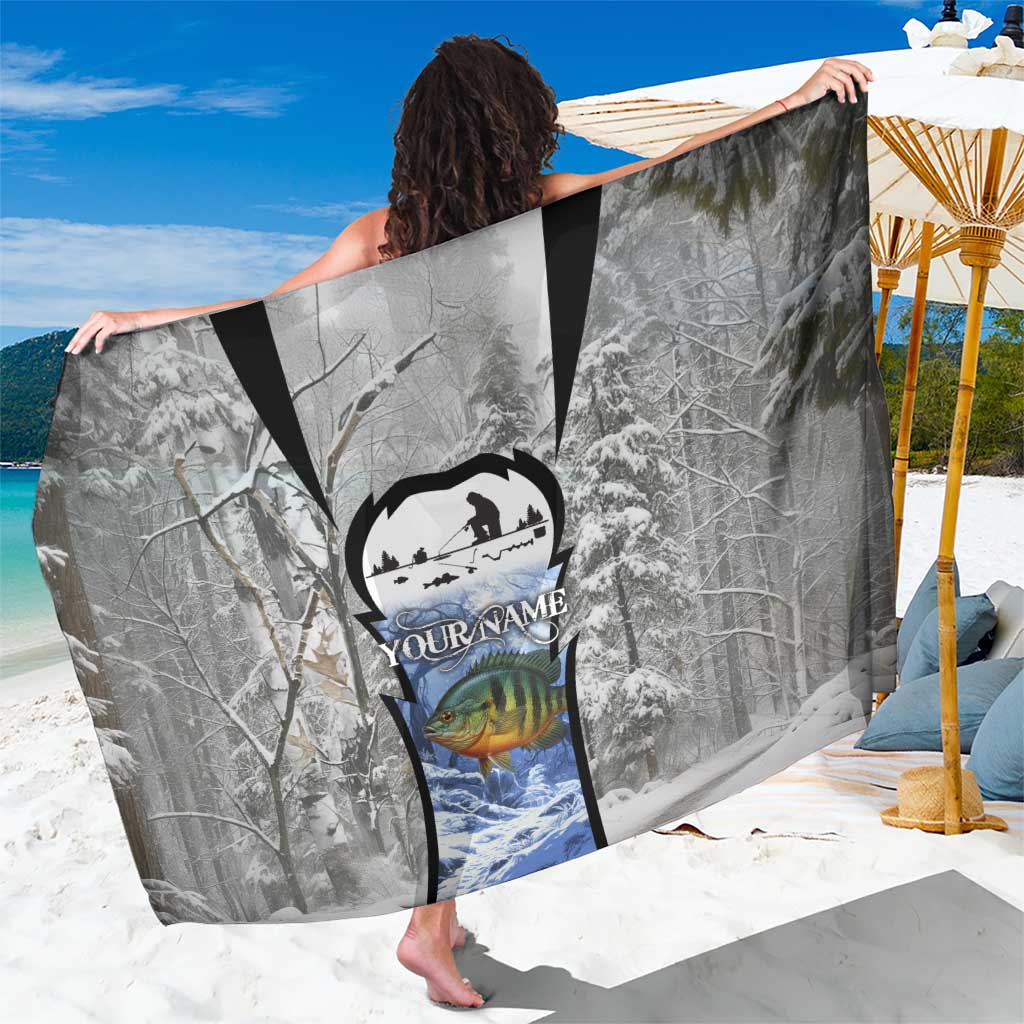 Custom Bluegill Ice Fishing Winter Camo Sarong with Snowy Forest Background Colorful Fish - Wonder Print Shop