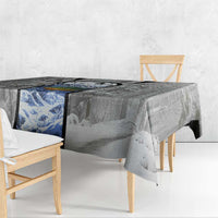 Custom Bluegill Ice Fishing Winter Camo Tablecloth with Snowy Forest Background Colorful Fish - Wonder Print Shop