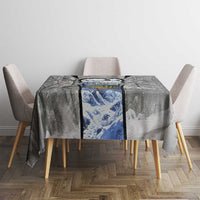 Custom Bluegill Ice Fishing Winter Camo Tablecloth with Snowy Forest Background Colorful Fish - Wonder Print Shop