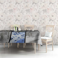 Custom Bluegill Ice Fishing Winter Camo Tablecloth with Snowy Forest Background Colorful Fish - Wonder Print Shop