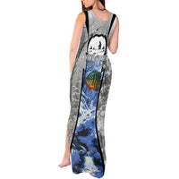 Custom Bluegill Ice Fishing Winter Camo Tank Maxi Dress with Snowy Forest Background Colorful Fish - Wonder Print Shop