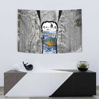 Custom Bluegill Ice Fishing Winter Camo Tapestry with Snowy Forest Background Colorful Fish - Wonder Print Shop