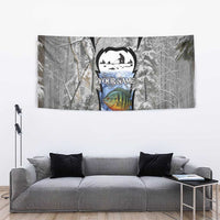 Custom Bluegill Ice Fishing Winter Camo Tapestry with Snowy Forest Background Colorful Fish - Wonder Print Shop