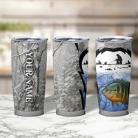 Custom Bluegill Ice Fishing Winter Camo Tumbler Cup with Snowy Forest Background Colorful Fish - Wonder Print Shop