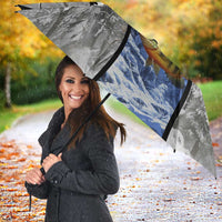 Custom Bluegill Ice Fishing Winter Camo Umbrella with Snowy Forest Background Colorful Fish - Wonder Print Shop