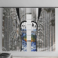 Custom Bluegill Ice Fishing Winter Camo Window Curtain with Snowy Forest Background Colorful Fish - Wonder Print Shop