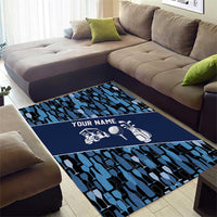 Custom Blue Wine Camo Pattern Golf Area Rug with Blue Golf Club Pattern Cart and Ball Graphic - Wonder Print Shop