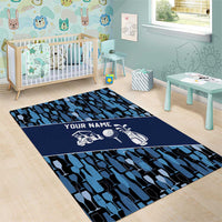 Custom Blue Wine Camo Pattern Golf Area Rug with Blue Golf Club Pattern Cart and Ball Graphic - Wonder Print Shop