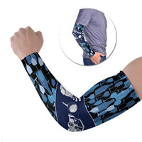Custom Blue Wine Camo Pattern Golf Arm Sleeves with Blue Golf Club Pattern Cart and Ball Graphic - Wonder Print Shop