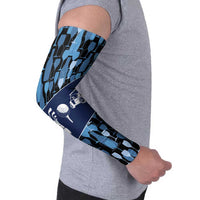 Custom Blue Wine Camo Pattern Golf Arm Sleeves with Blue Golf Club Pattern Cart and Ball Graphic - Wonder Print Shop