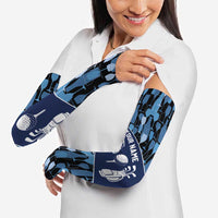Custom Blue Wine Camo Pattern Golf Arm Sleeves with Blue Golf Club Pattern Cart and Ball Graphic - Wonder Print Shop