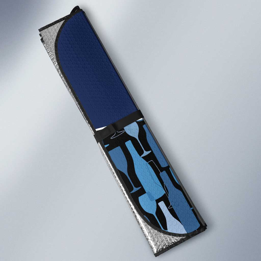 Custom Blue Wine Camo Pattern Golf Auto Sun Shade with Blue Golf Club Pattern Cart and Ball Graphic - Wonder Print Shop