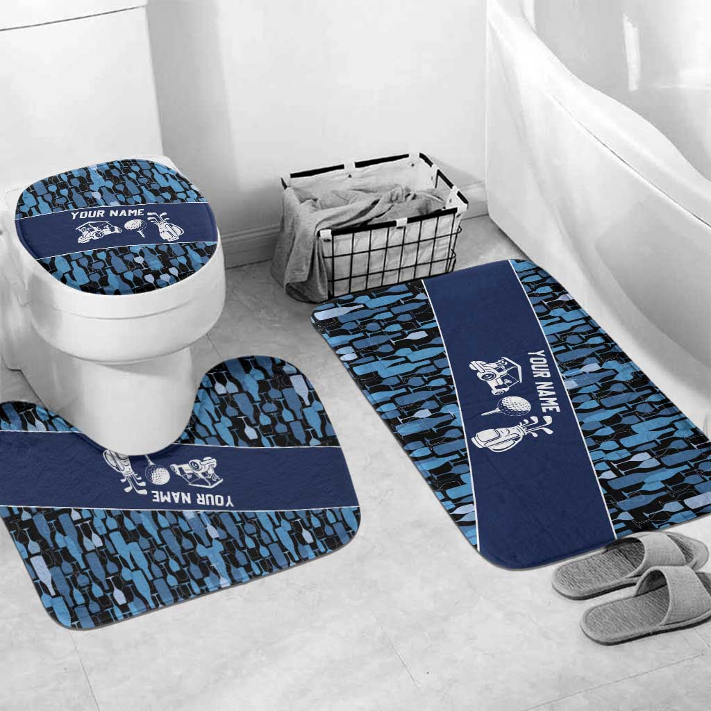 Custom Blue Wine Camo Pattern Golf Bathroom Set with Blue Golf Club Pattern Cart and Ball Graphic - Wonder Print Shop