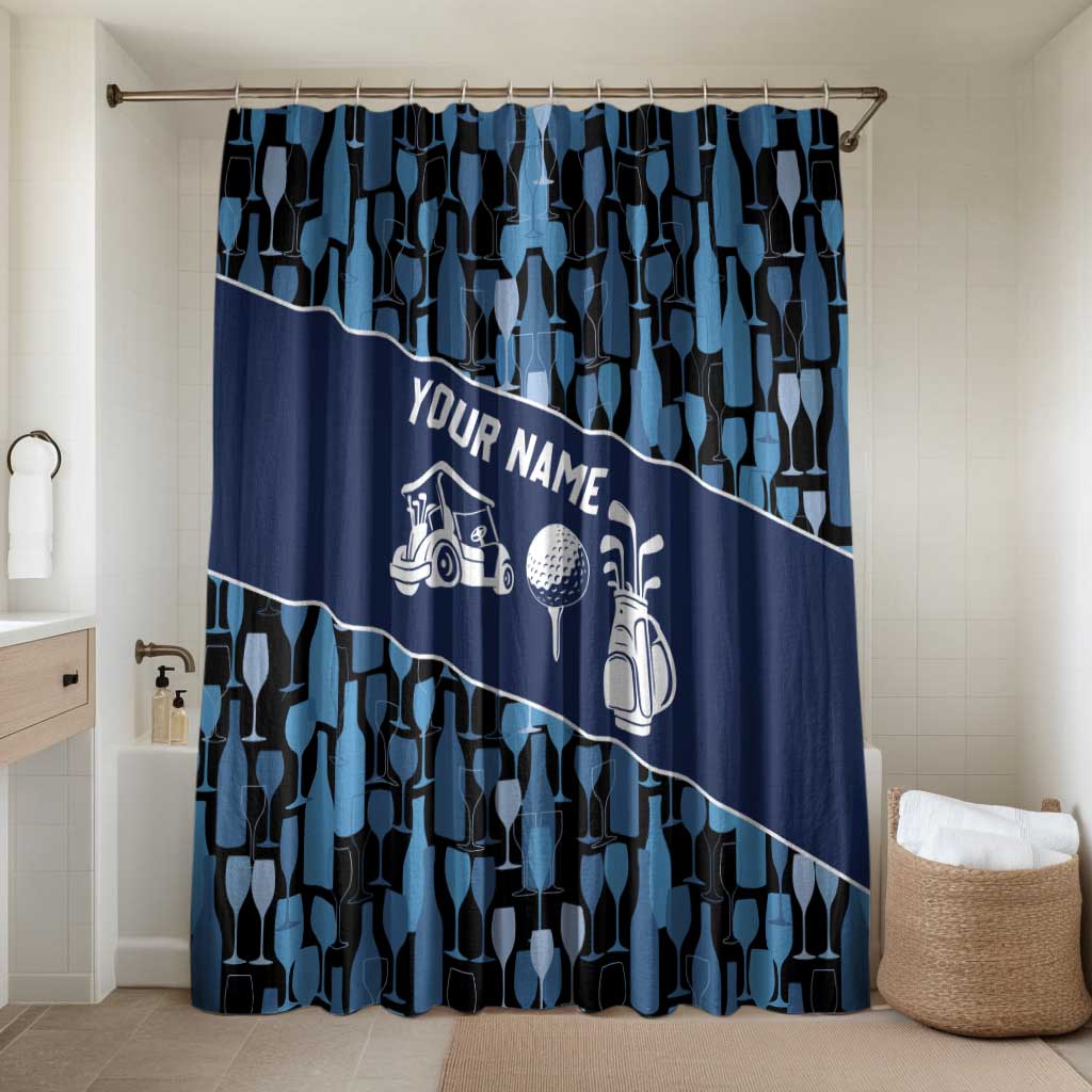 Custom Blue Wine Camo Pattern Golf Bathroom Set with Blue Golf Club Pattern Cart and Ball Graphic - Wonder Print Shop