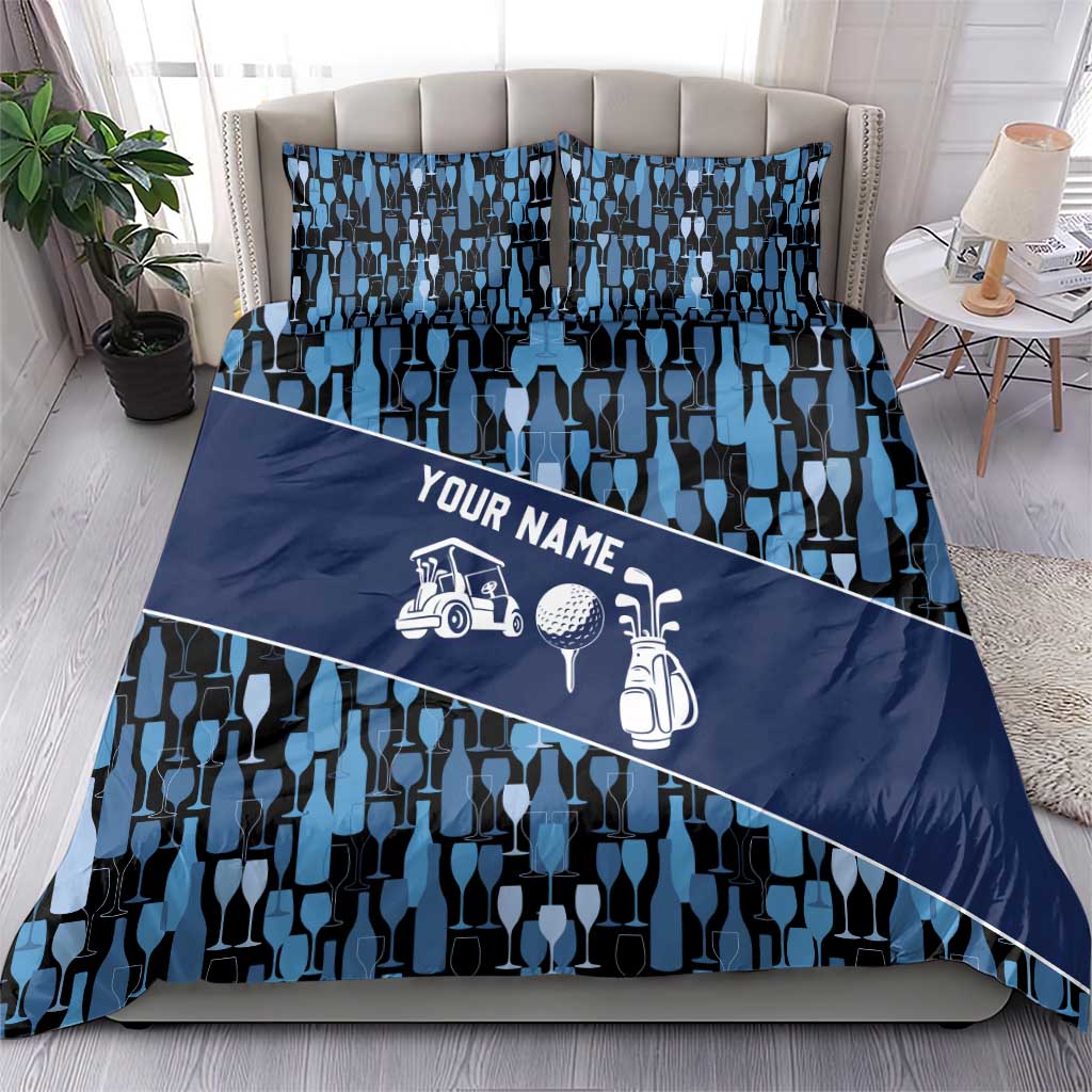 Custom Blue Wine Camo Pattern Golf Bedding Set with Blue Golf Club Pattern Cart and Ball Graphic - Wonder Print Shop