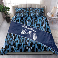 Custom Blue Wine Camo Pattern Golf Bedding Set with Blue Golf Club Pattern Cart and Ball Graphic - Wonder Print Shop