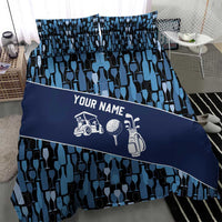 Custom Blue Wine Camo Pattern Golf Bedding Set with Blue Golf Club Pattern Cart and Ball Graphic - Wonder Print Shop