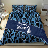 Custom Blue Wine Camo Pattern Golf Bedding Set with Blue Golf Club Pattern Cart and Ball Graphic - Wonder Print Shop