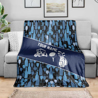 Custom Blue Wine Camo Pattern Golf Blanket with Blue Golf Club Pattern Cart and Ball Graphic - Wonder Print Shop