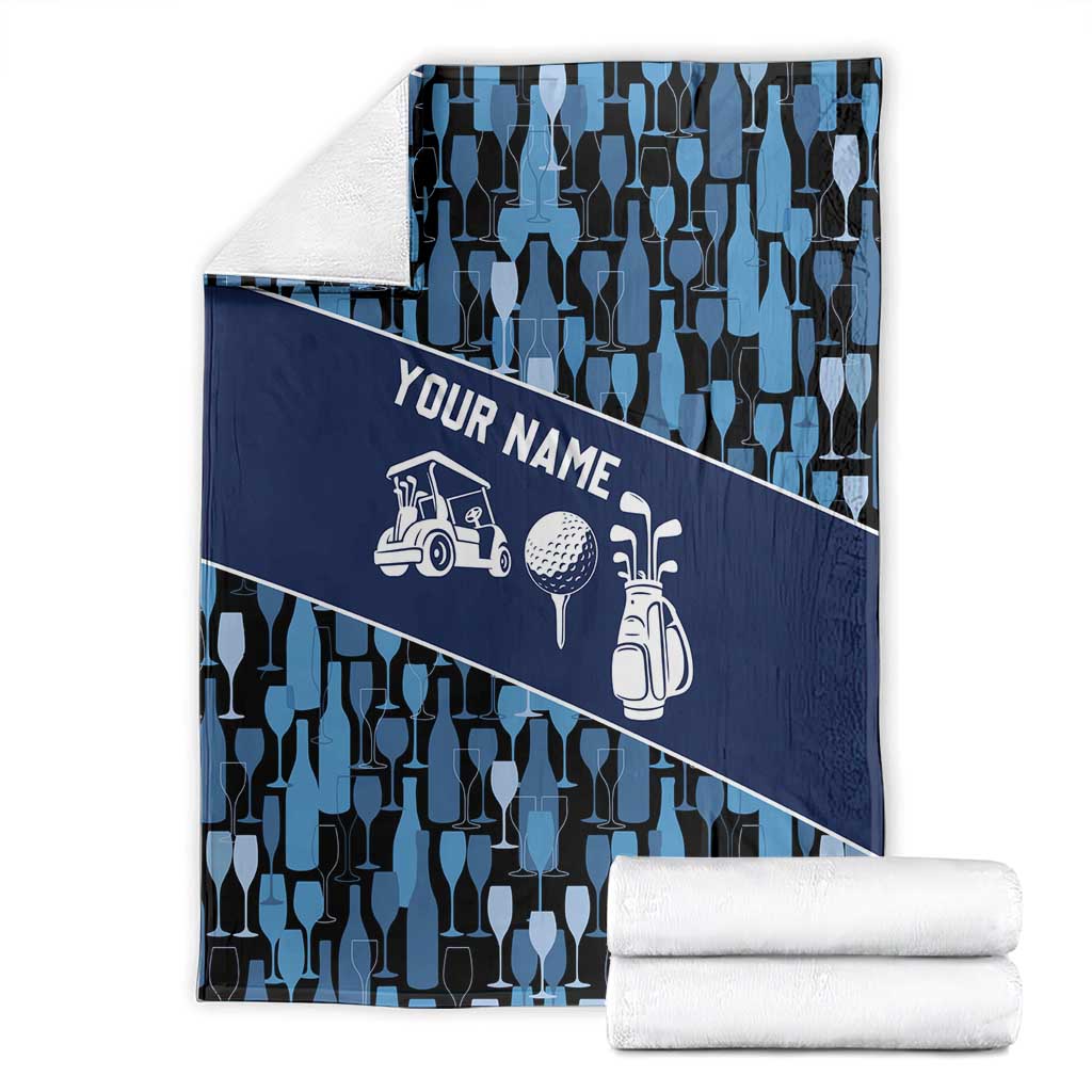 Custom Blue Wine Camo Pattern Golf Blanket with Blue Golf Club Pattern Cart and Ball Graphic - Wonder Print Shop