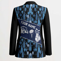 Custom Blue Wine Camo Pattern Golf Blazer with Blue Golf Club Pattern Cart and Ball Graphic - Wonder Print Shop
