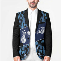 Custom Blue Wine Camo Pattern Golf Blazer with Blue Golf Club Pattern Cart and Ball Graphic - Wonder Print Shop