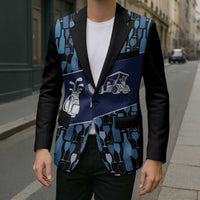 Custom Blue Wine Camo Pattern Golf Blazer with Blue Golf Club Pattern Cart and Ball Graphic - Wonder Print Shop