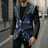 Custom Blue Wine Camo Pattern Golf Blazer with Blue Golf Club Pattern Cart and Ball Graphic - Wonder Print Shop