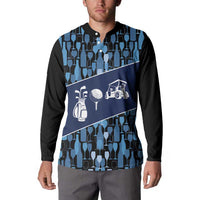 Custom Blue Wine Camo Pattern Golf Button Sweatshirt with Blue Golf Club Pattern Cart and Ball Graphic - Wonder Print Shop