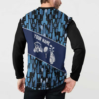 Custom Blue Wine Camo Pattern Golf Button Sweatshirt with Blue Golf Club Pattern Cart and Ball Graphic - Wonder Print Shop